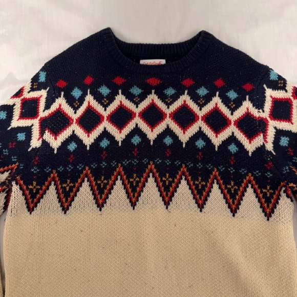 white blue sweater knitted for girls brand cat & jack size medium with pattern - Picture 2 of 4